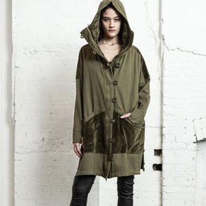 Nicolas K olive green hoodie coat